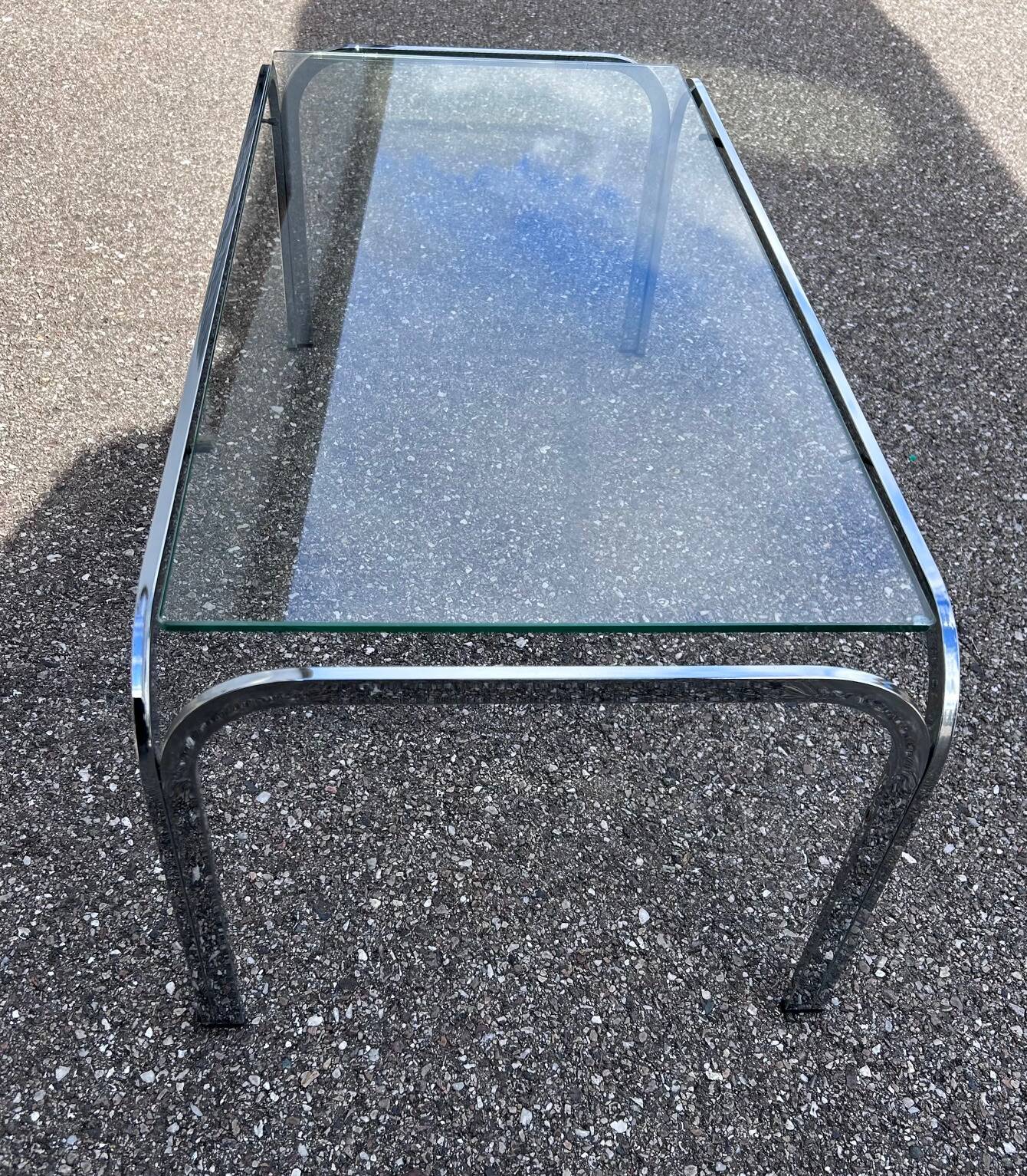 chrome and glass coffee table 1970