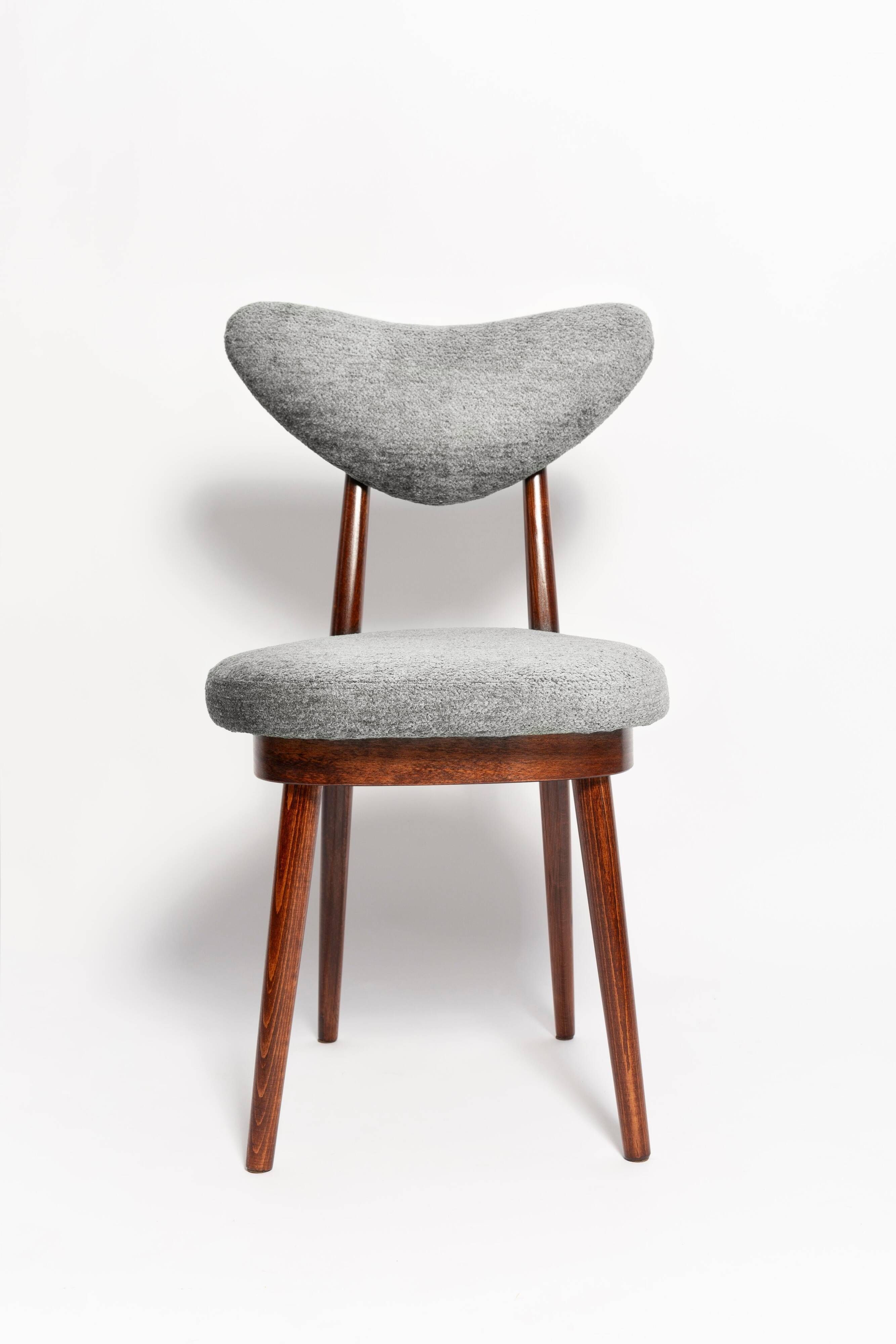 Vintage mid-century grey velvet heart-shaped chair, Europe, 1960s.