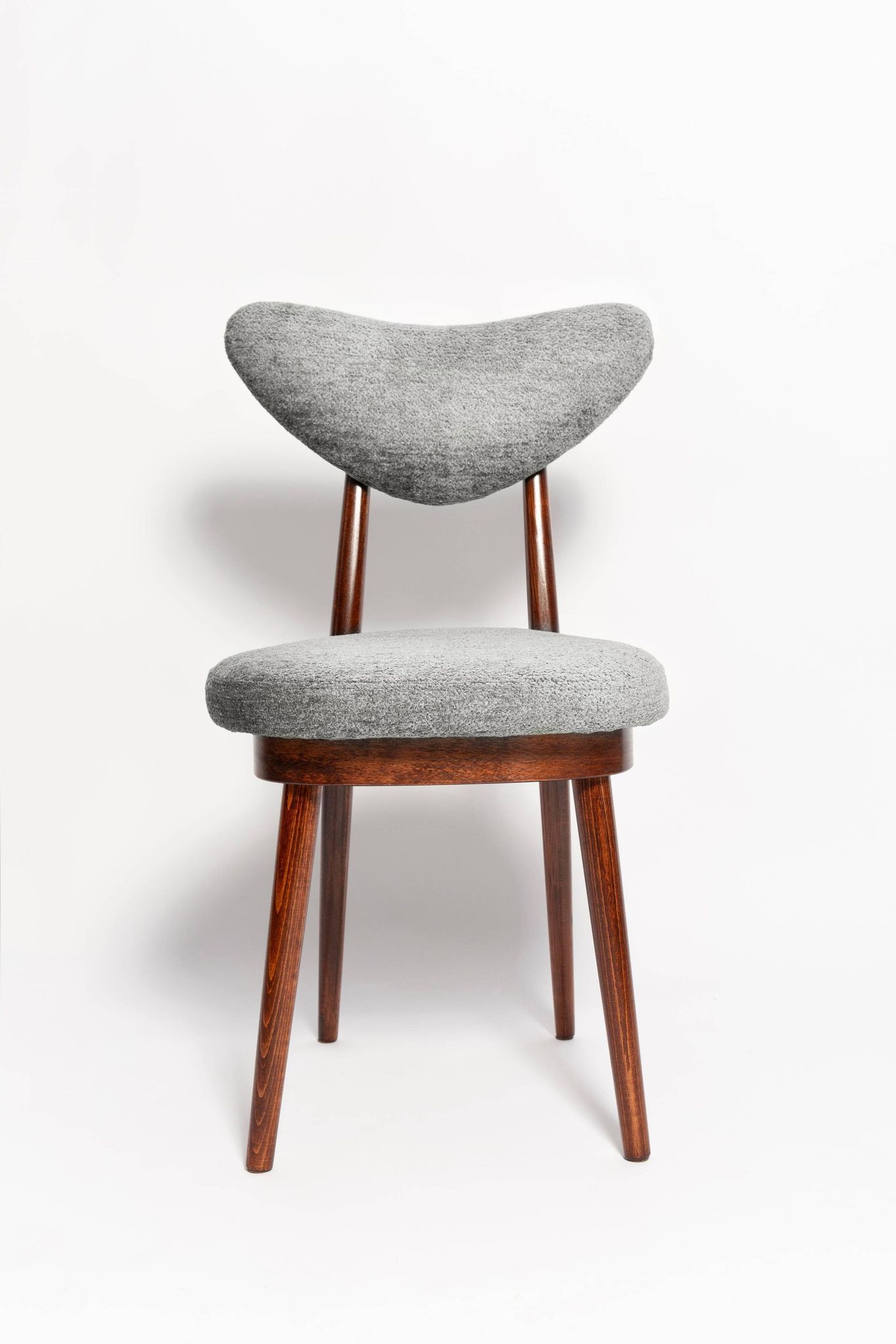 Vintage mid-century grey velvet heart-shaped chair, Europe, 1960s.