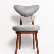 Vintage mid-century grey velvet heart-shaped chair, Europe, 1960s.