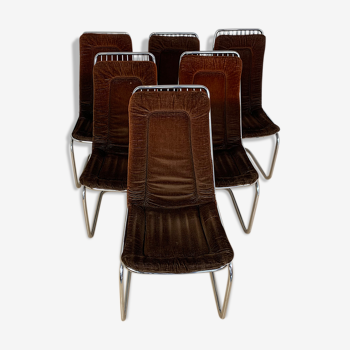 6 chrome chairs, Italy 1970