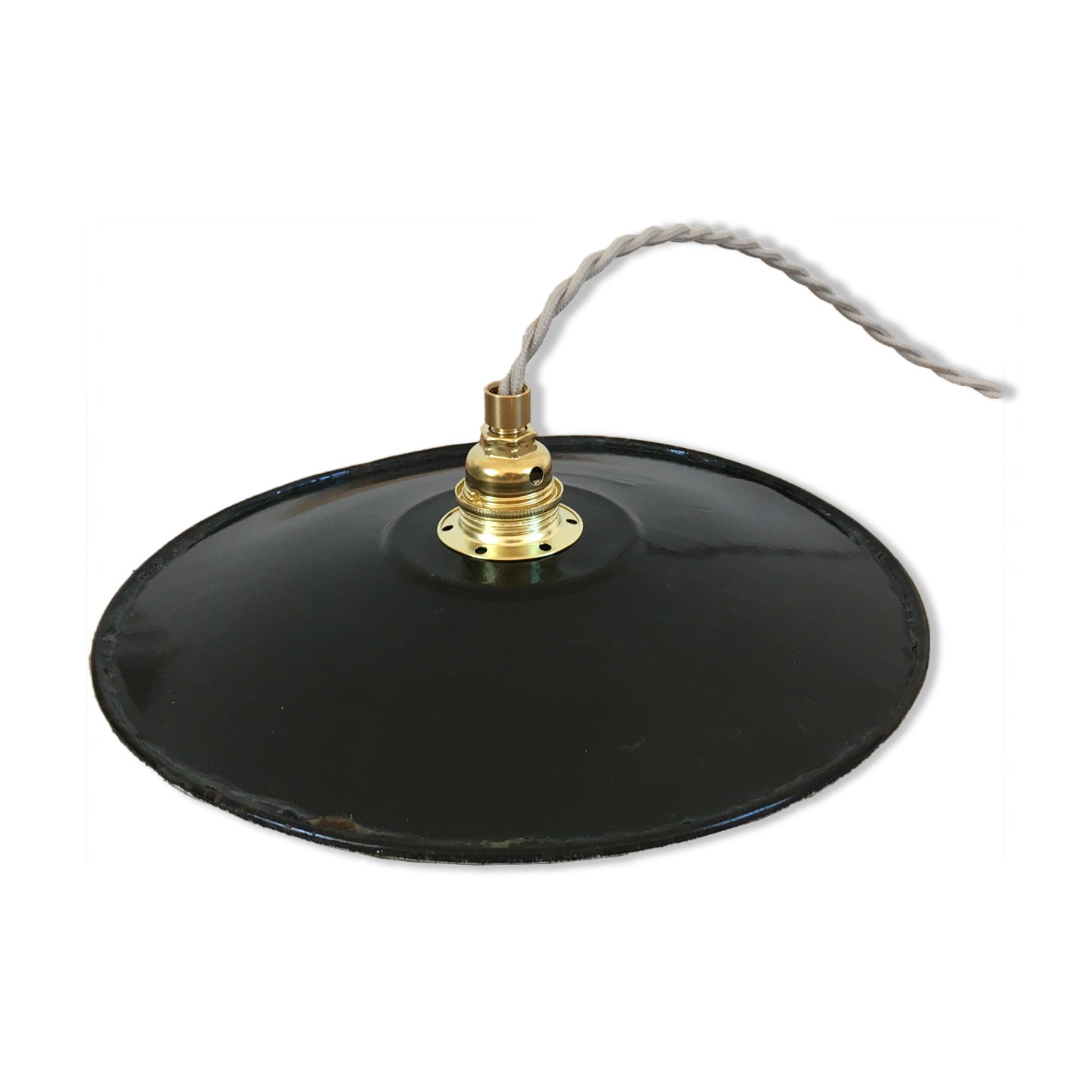 Suspension in black & white enamelled sheet metal