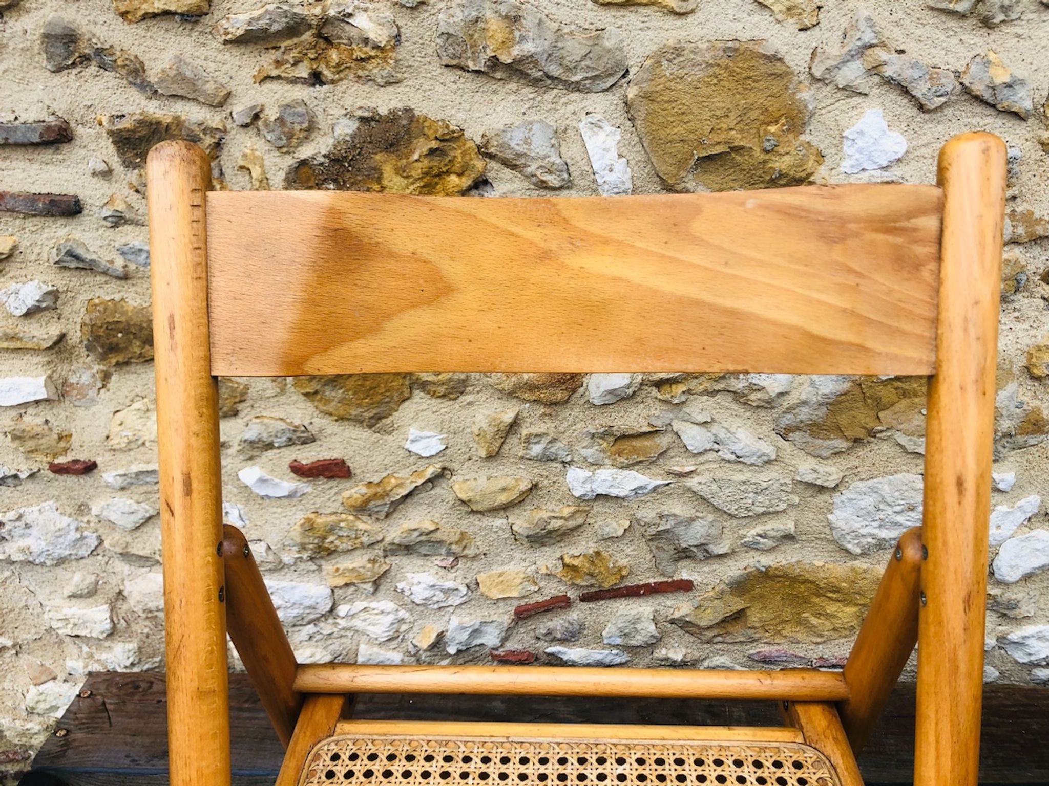 Set of 2 vintage folding chairs, rattan cane for Habitat, circa 70/80