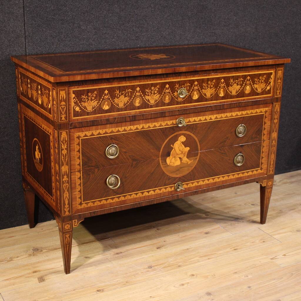 20th century Italian Louis XVI style inlaid dresser