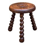 3 vintage turned wood stools