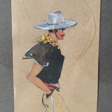 Dessin aquarelle "cow boy"