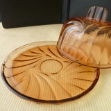 Pink moulded pressed glass cheese bell