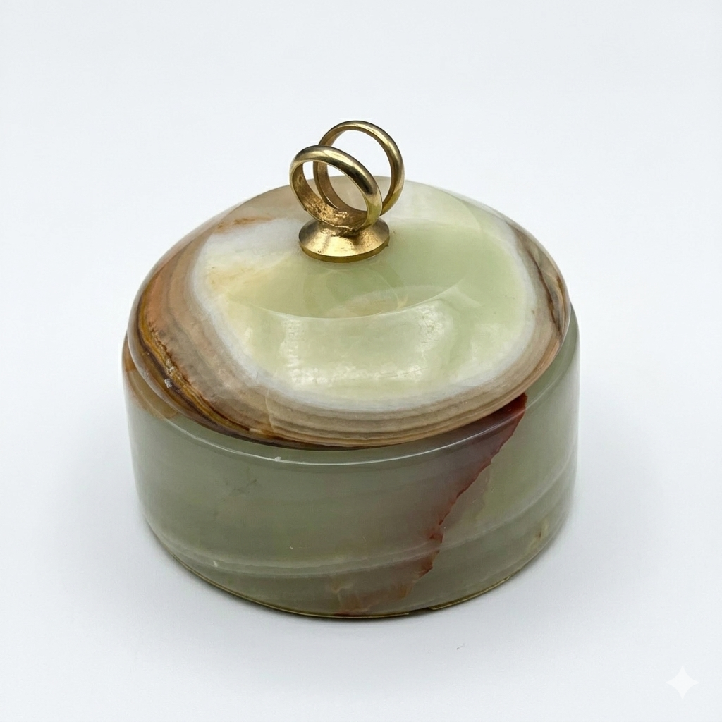 Green onyx catchall - Vintage 1970 green onyx jewellery box