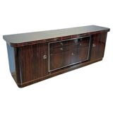 Large Art Deco Sideboard in Macassar Ebony, Maple & Chrome, France, 1930s