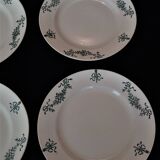 Series of six flat plates in earthenware of Longchamp model Sapho