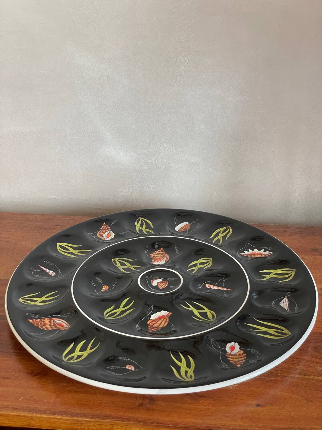 Large oyster plate, shellfish Henriot Quimper