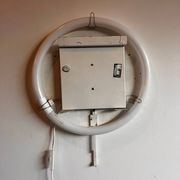 Illuminated mirror ‘iced -glass’ Hillebrand style Mid Century