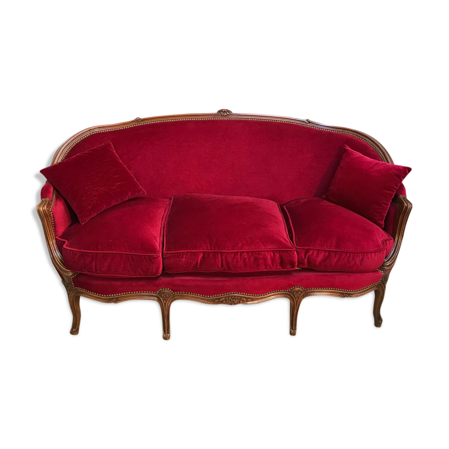 Louis Philippe-style velvet sofa