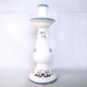 Old Rouen style earthenware candle holder decorated with flower basket 25 cm