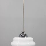 Italian mid-century glass pendant lamp chrome ceiling light 1960s