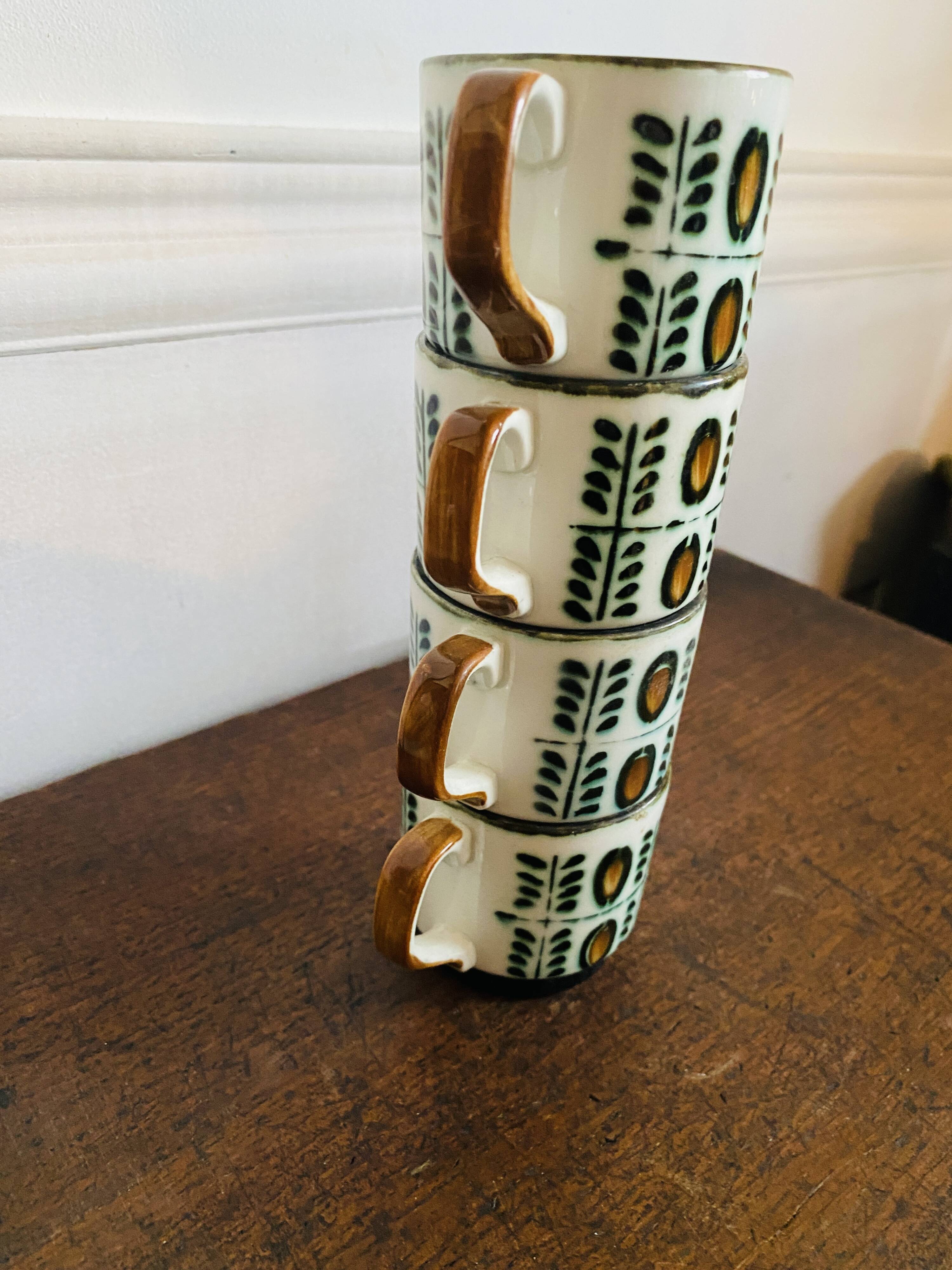 Set of 4 cups Motif Noix Belguim Boch