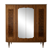1970s vintage wooden wardrobe with mirrors