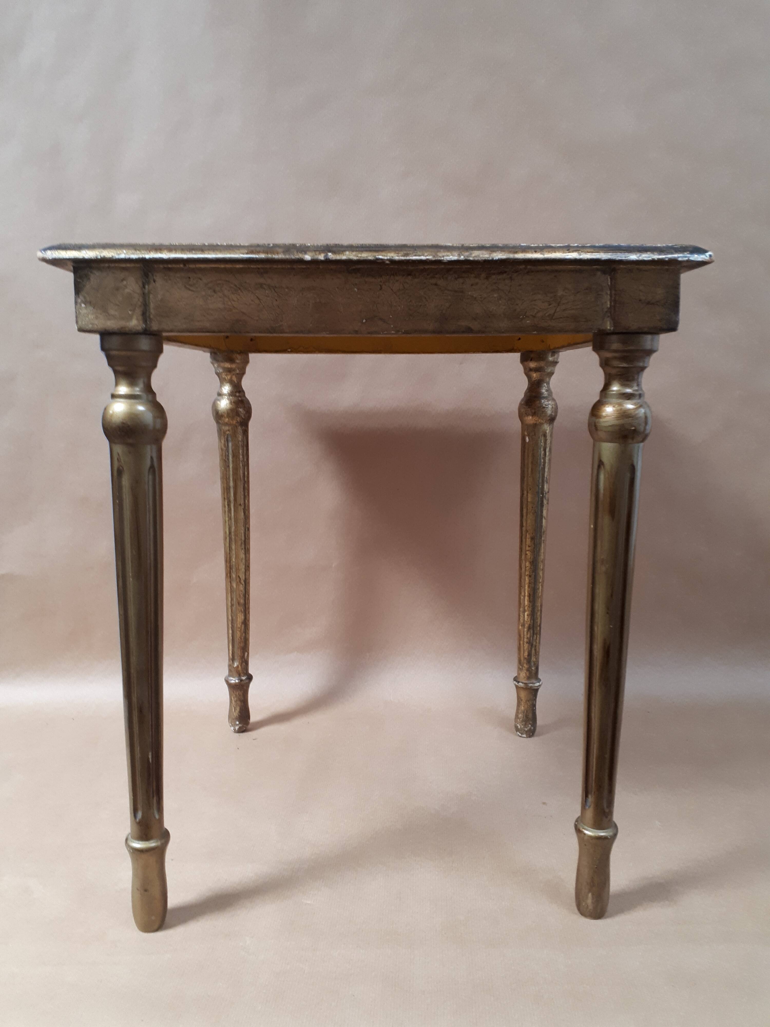 Square pedestal table gilded wood florentine style vintage 1950
