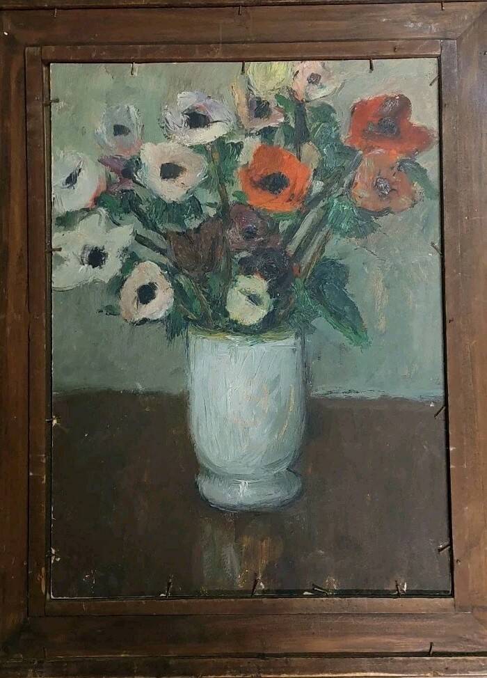 Ennio Cocchi landscape and still life painted on both sides of the panel.