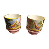 Ceramic pot cover decor with chickens