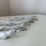 Set of 5 white porcelain knife holders, pantheon fox dogs