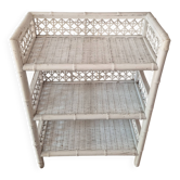 vintage white wicker rattan storage shelf