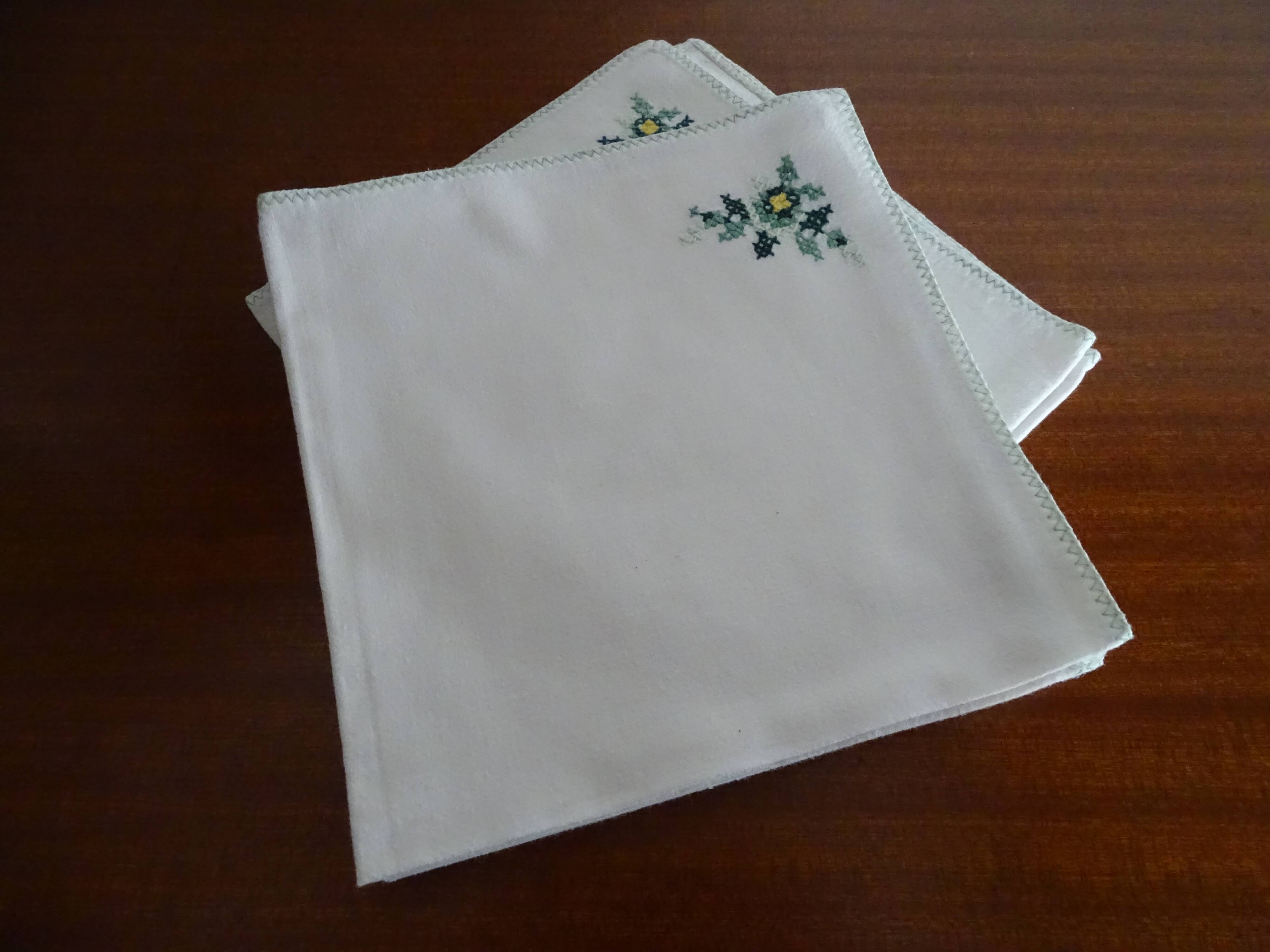 6 old embroidered napkins