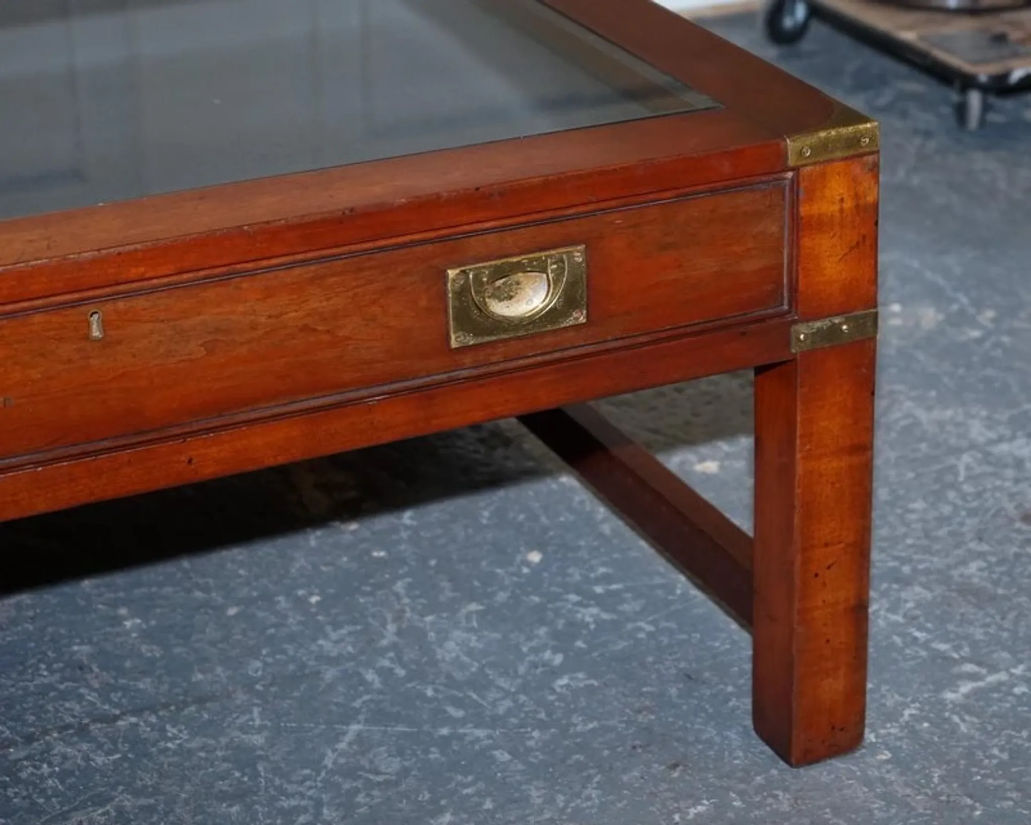 Very Large Coffee Table with Marquetry Glass Panels by Kennedy Harrods