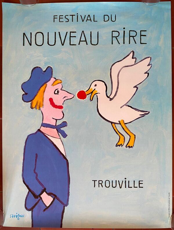 Affiche originale ''Trouville Festival du nouveau rire'' 46x61cm 90's