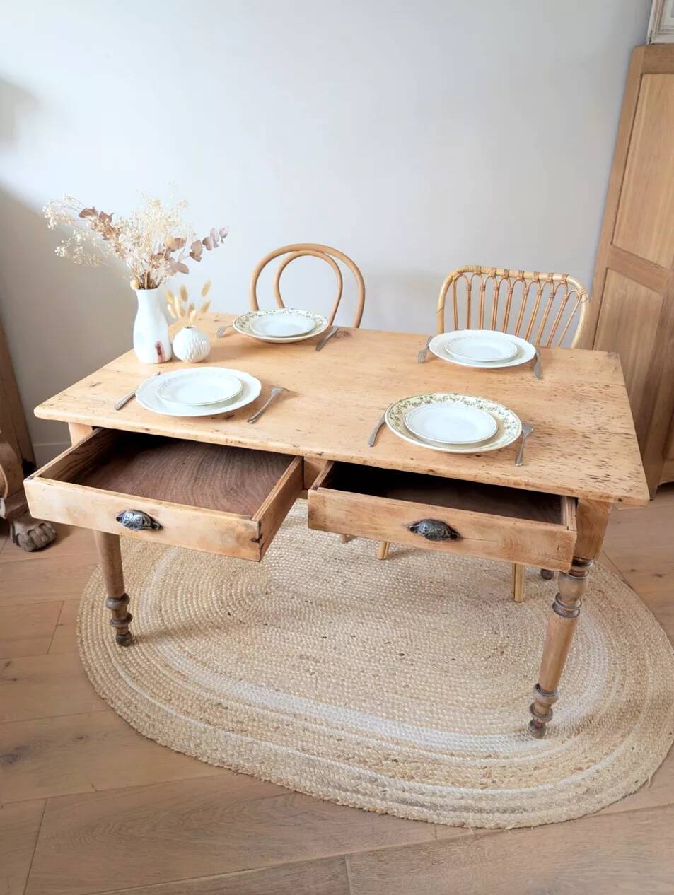 Renovated solid wood farmhouse table