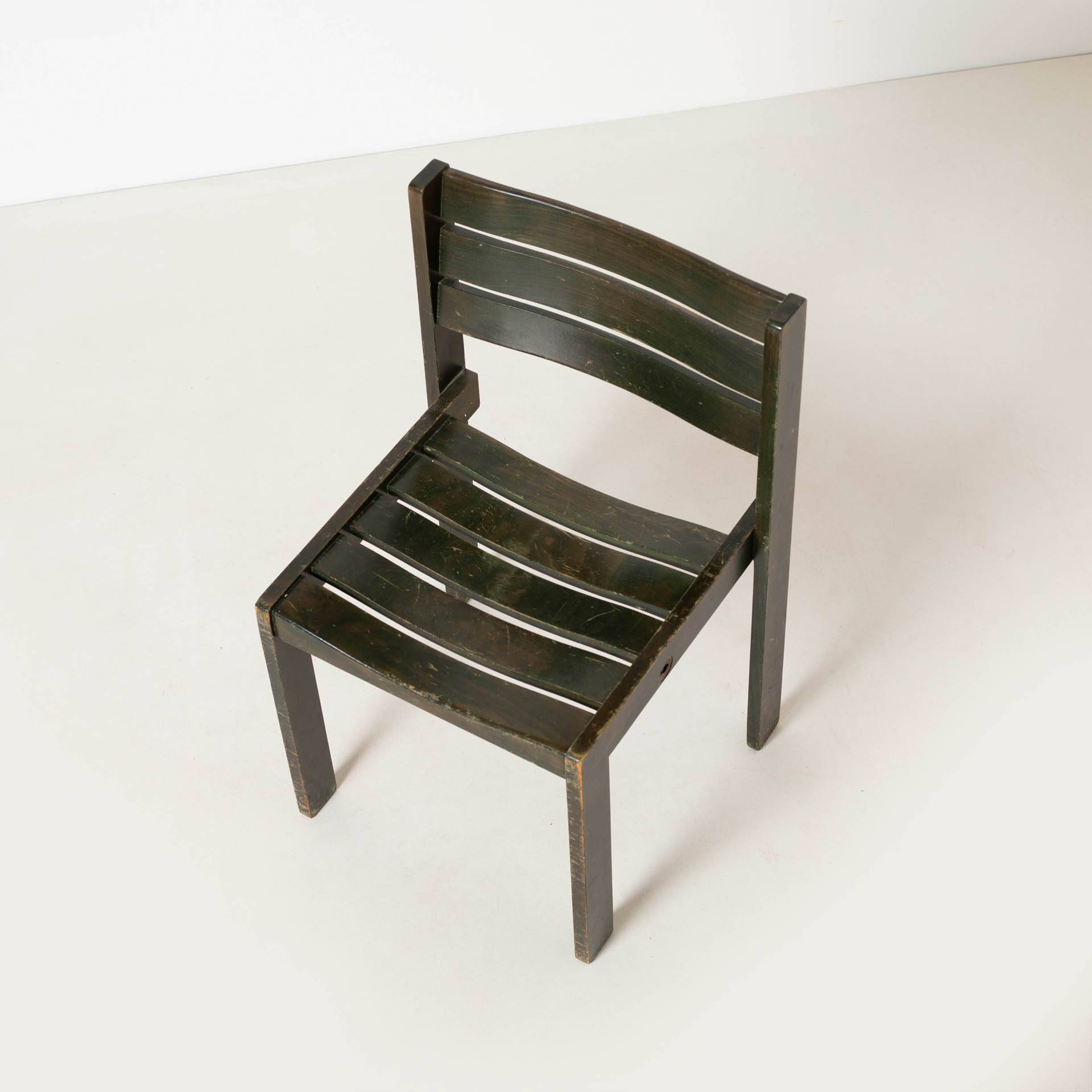1 of 30 Wilkhahn stackable dining chair, green stained wood, Germany, 1970s