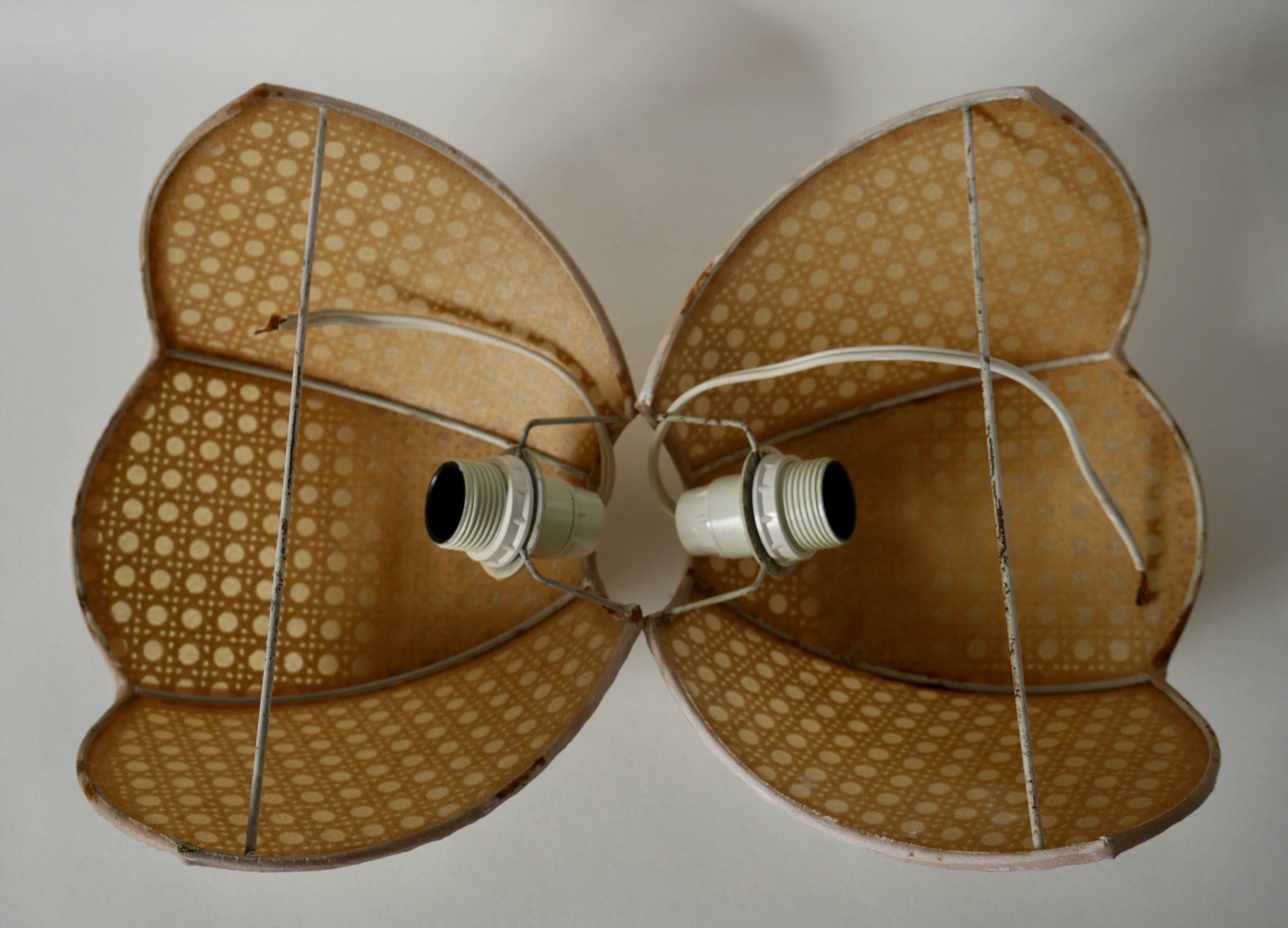 Pair of lotus cane wall lights from the 50s and 60s