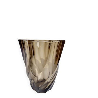 Vintage Luminarc vase, smoked glass - 70s
