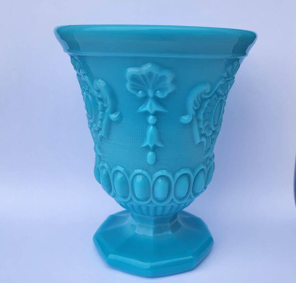 Vintage Portieux Vallerysthal Vase Opaline Blue