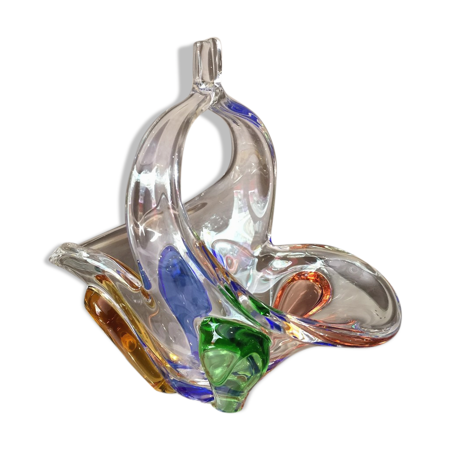 Empty basket multicolored bohemian glass pocket