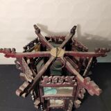 Carved wooden lantern and painted glass - China, Late 19th century