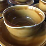 Set of 6 bowls and 6 matching plates in vintage brown