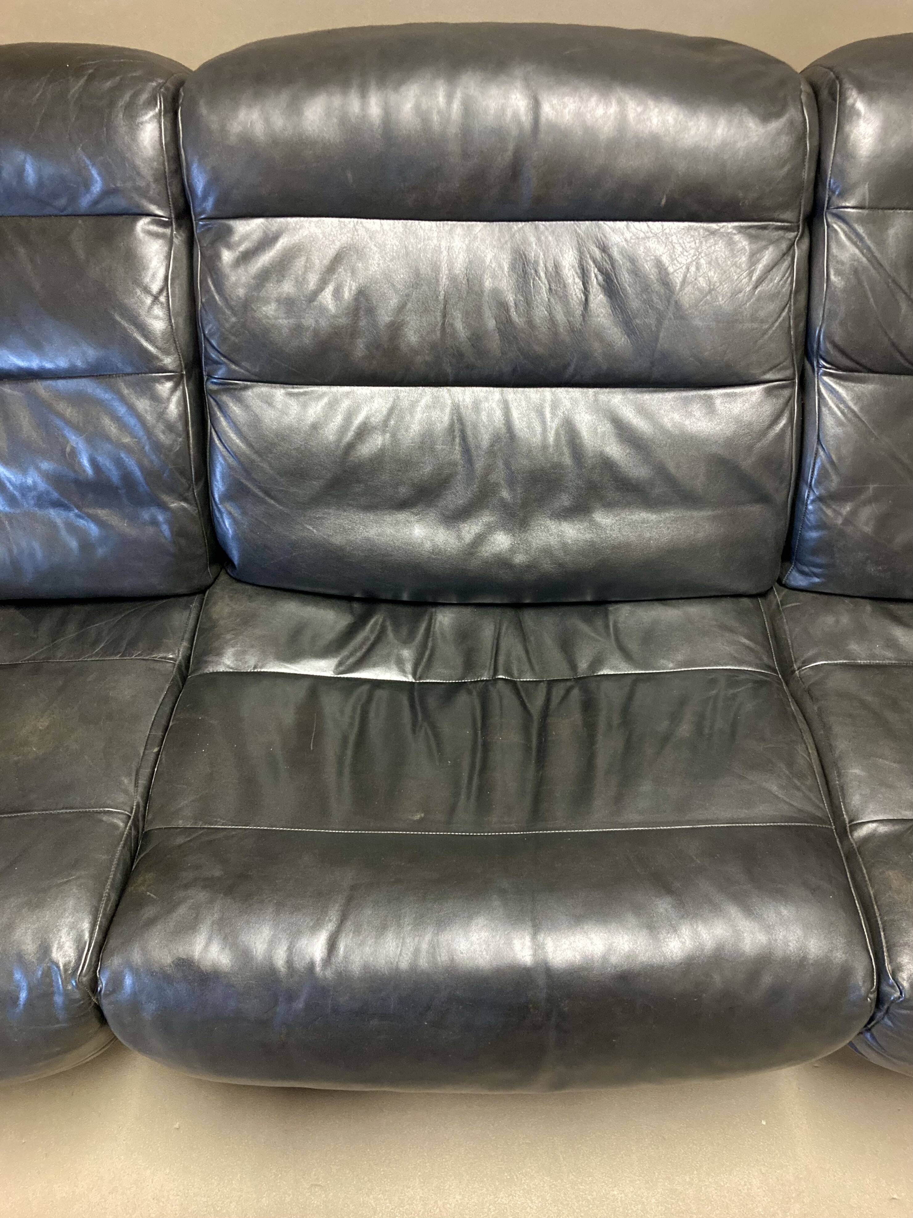 3-seater leather and chrome sofa design 1960.