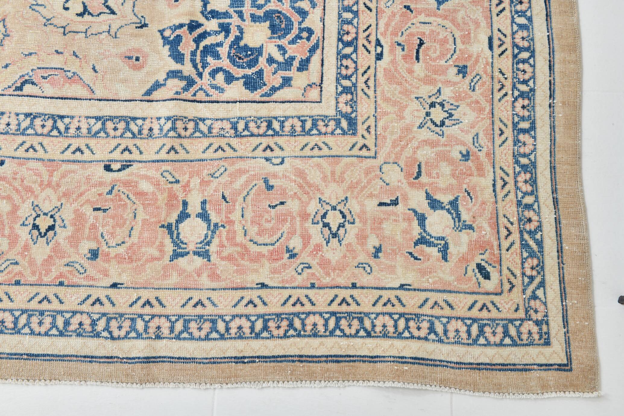 Tapis Vintage Off-White et Rose Poudré, Style Classique, 292x399 Cm