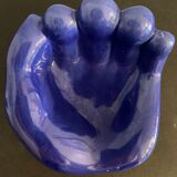 Ceramic ashtray, blue hand shape