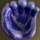 Ceramic ashtray, blue hand shape