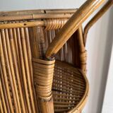 Vintage Bar Sports in bamboo and wicker bar cart, 1970s