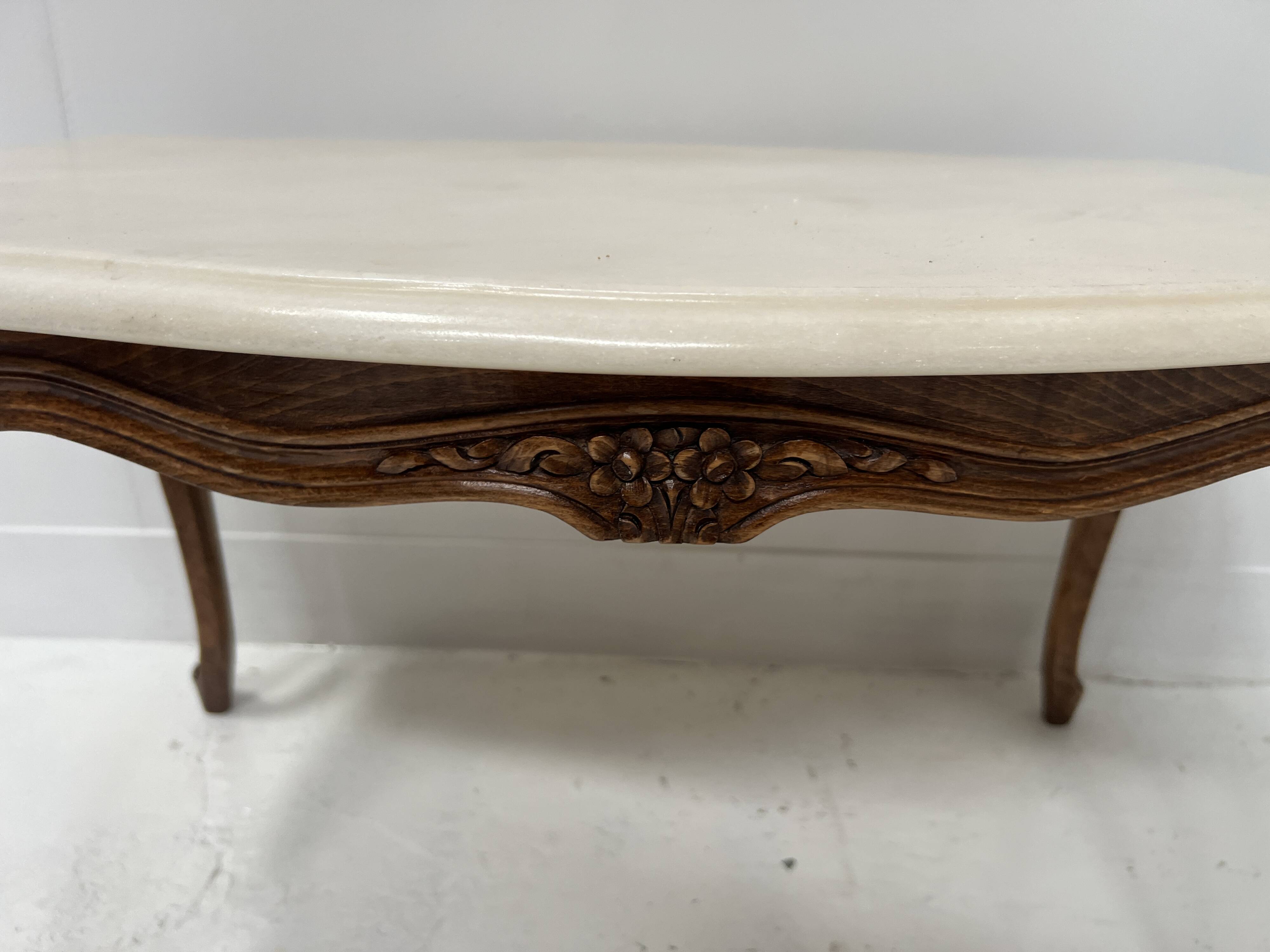 Louis XV style coffee table in patinated beech, 20th century.