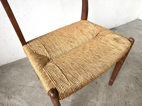 GS60 chair in exotic wood and straw, Arne Wahl Iversen, 1960s