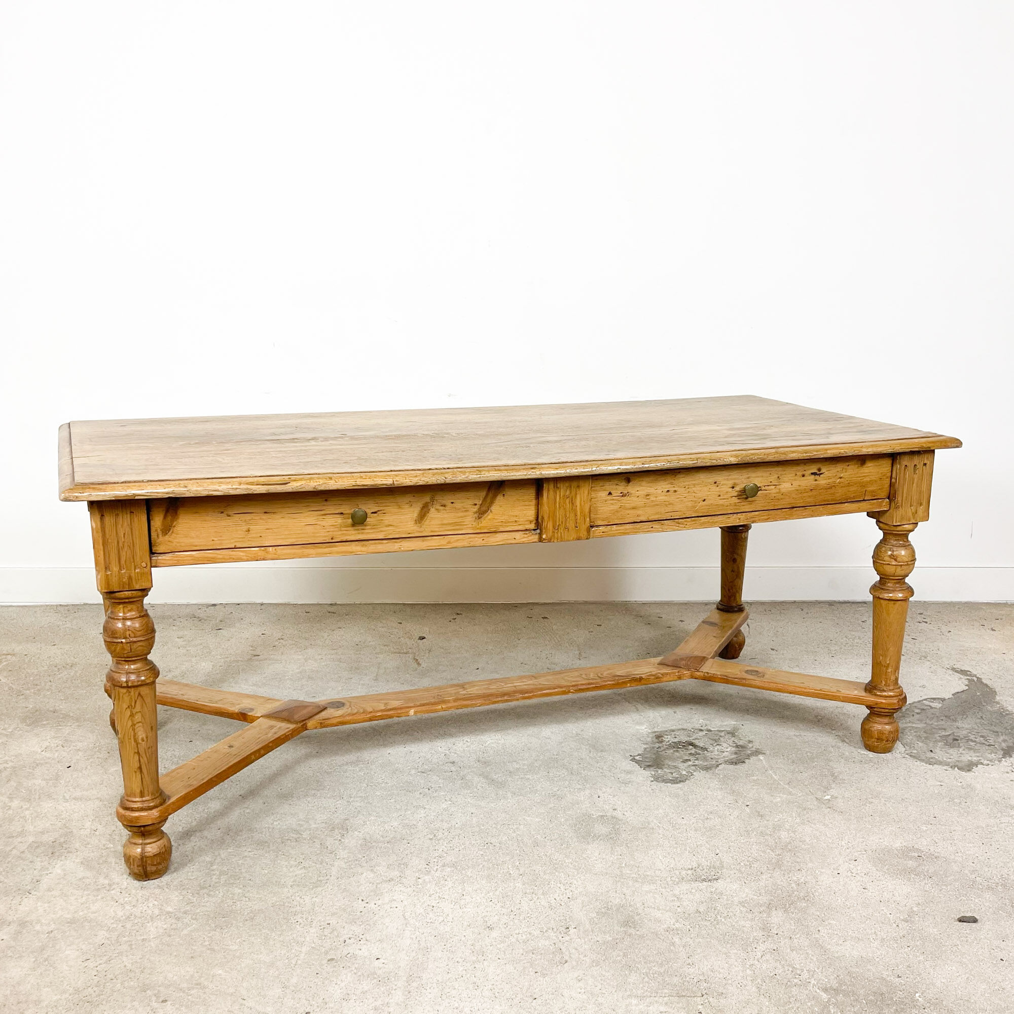 Antique pine and oak writing desk table