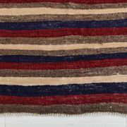 4x9 Red & Navy Blue Pinstriped Pattern Turkish Kilim Rug, 136x284Cm