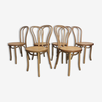 Lot of 6 curved wooden chairs type bistro
