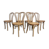 Lot of 6 curved wooden chairs type bistro
