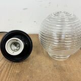 Industrial bakelite pendant light with ribbed glass, 1970s