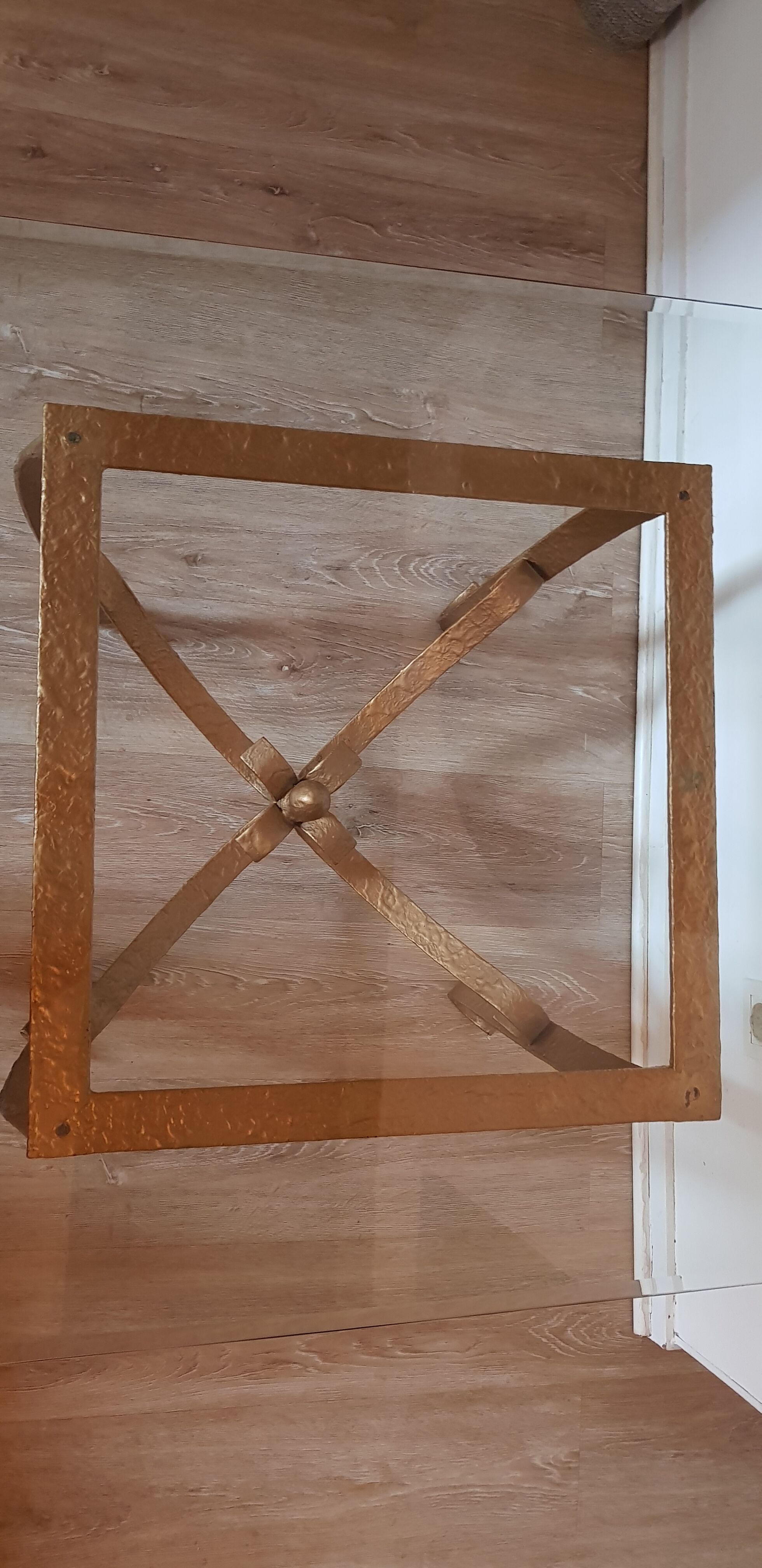 Gold iron and glass coffee table